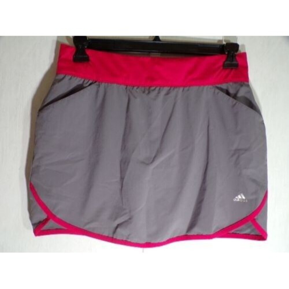 Adidas Womens Athletic Skort Size Medium Gray Pink Golf Tennis Activewear